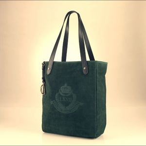 Ralph Lauren Dark Green Suede Leather Putnam Tote
